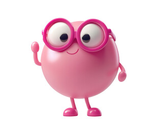 Waving Pink Sphere Character PNG


