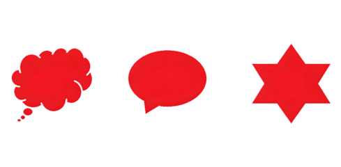 "Red Speech Bubble, Star & Flower Petal Icon Set – Isolated on Transparent Background PNG"