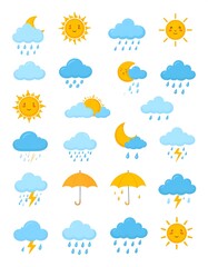 Cute weather icons set
