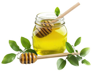 Glass Jar of Golden Honey PNG

