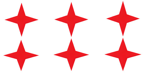 Fototapeta premium Red Stars Vector Illustration – Geometric Minimalistic Design Isolated on Transparent Background PNG