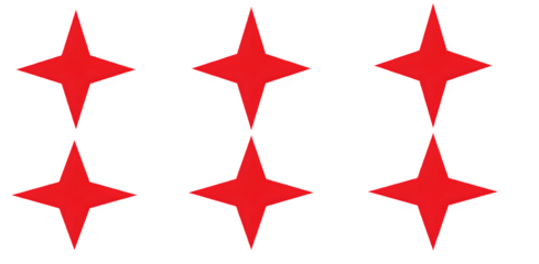 Red Stars Vector Illustration – Geometric Minimalistic Design Isolated on Transparent Background PNG