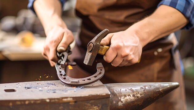 Blacksmith working on a horseshoe