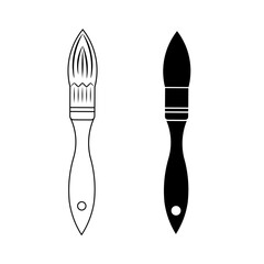 Round Brush Icon Outline and Solid Vector Illustration
