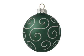 Green christmas bauble with glitter swirl pattern
