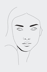 woman portrait line art monoline hand drawing illustration