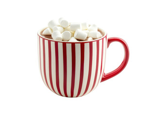 Festive Red and White Striped Mug of Hot Chocolate with Marshmallows