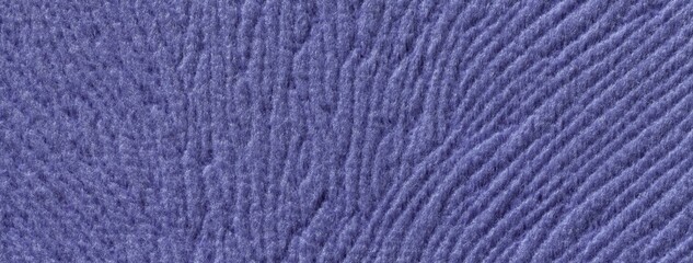 Dark violet background from soft fluffy textile material macro. Texture of purple plush fabric backdrop. Wavy pattern