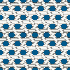 Hexagonal seamless pattern. Mosaic tiles. Honeycomb surface print. Wicker background. Flooring image. Vector ornament. Geometric abstract. Modern geometrical wallpaper