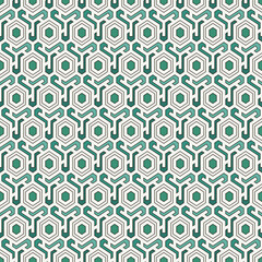 Honeycomb seamless pattern. Hexagon mosaic tiles ornament. Ethnic surface print. Repeated geometric figures background. Ornamental wallpaper. Modern geo design digital paper.