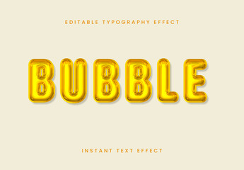 Golden Inflated Text Effect Shiny Bubble 3D Font