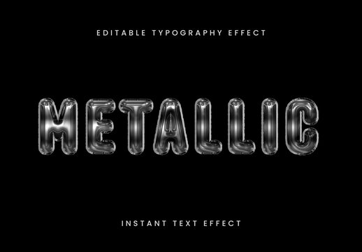 Silver Metallic Balloon Text Effect Inflated 3D Font
