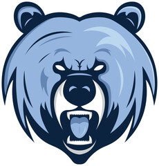 Bear Mascot Logo Illustration, Bear Face Mascot Logo