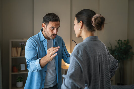 Couple arguing about relationship conflict having serious discussion