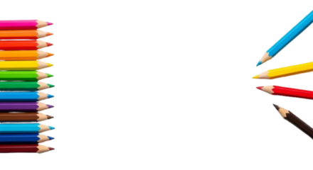 colored pencils on white background