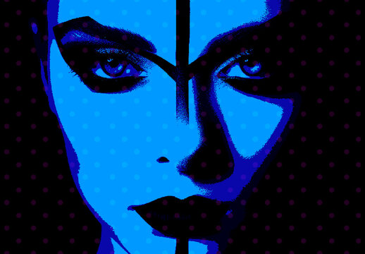 Black And Blue Cartoon Comic Book Photo Effect