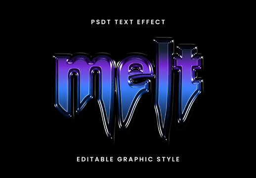 Gradient Melting Chrome Text Effect 3D Liquid Font