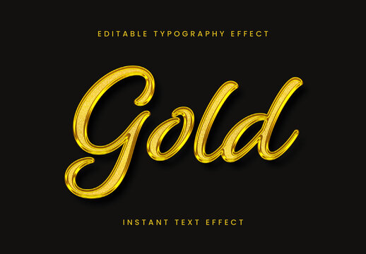 Gold Glitter Text Effect Script Metallic Font