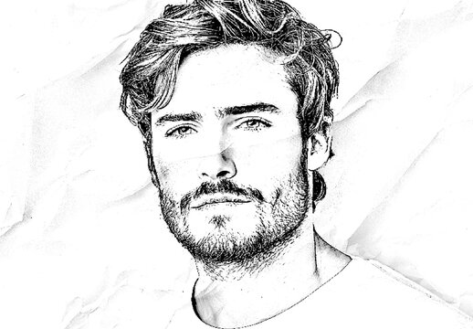 White And Black Realistic Pencil Sketch Photo Effect