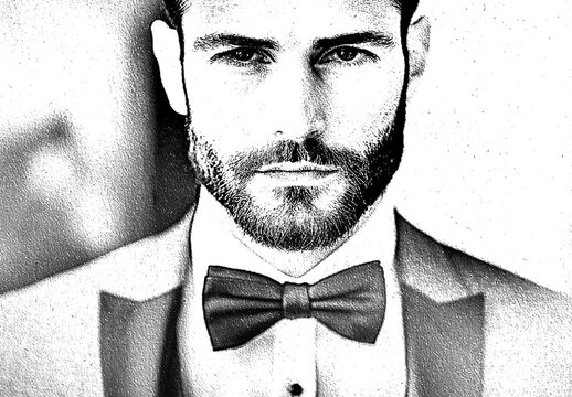 Black And White Pen Sketch Photo Effect