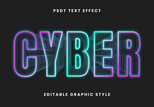 Pink and Green Neon Outline Text Effect 3D Line Pattern Font