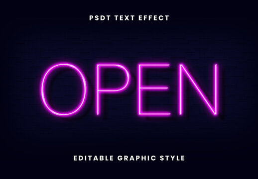 Purple Neon Tube Text Effect Glow Line Minimal Font
