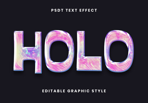 Colorful Holographic Texture Text Effect 3D Gradient Bold Font