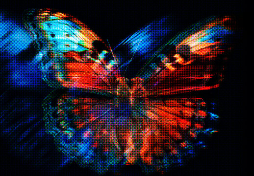 Blue And Cyan Triple Halftone Color Exposure Photo Effect