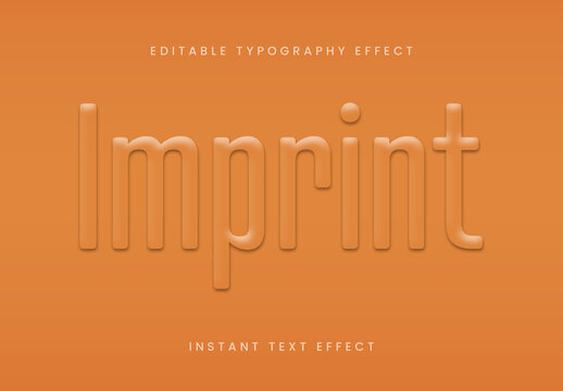 Orange Debossed Text Effect Pressed Soft Rounded Font