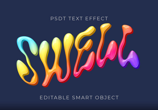 Rainbow Wavy Text Effect Glossy Liquid Text Effect