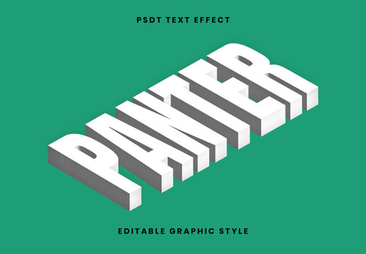 White Isometric Text Effect 3D Block Solid Font