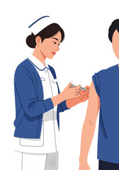 Fototapeta premium Flat Vector Illustration of a Nurse Giving an Injection