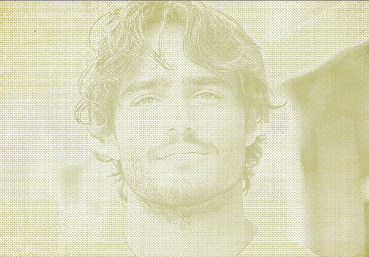 Beige Newspaper Print Halftone Photo Effect