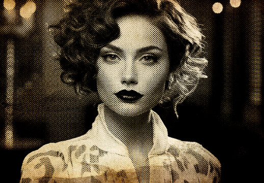 Sepia Grainy Halftone Engraving Photo Effect