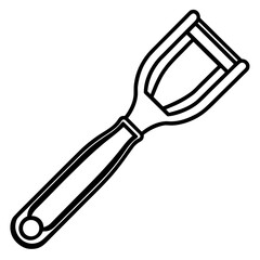Simple black outline silhouette of a y shaped vegetable peeler isolated on white background