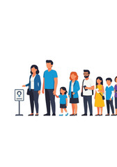 Flat Vector Illustration of Diverse People Waiting in Line