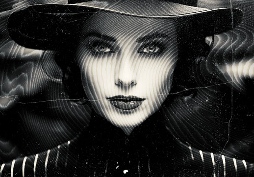 Black And White Vintage Engraved Portrait Photo Effect