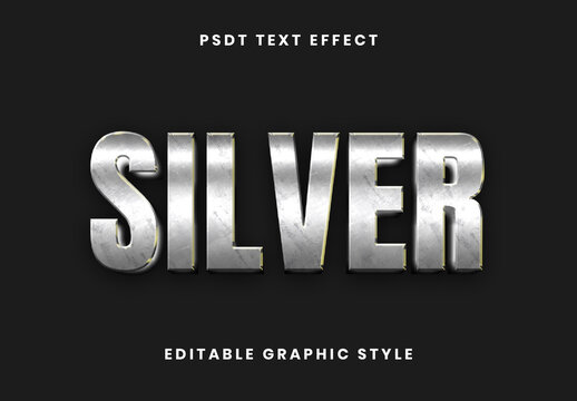Silver Brushed Surface Anodized Titanium Text Effect Steel 3D Font
