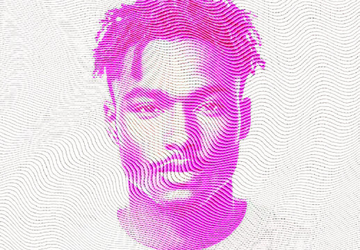 Magenta And White Engraving Half Tone Photo Effect