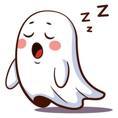 A sleepy, cute cartoon ghost