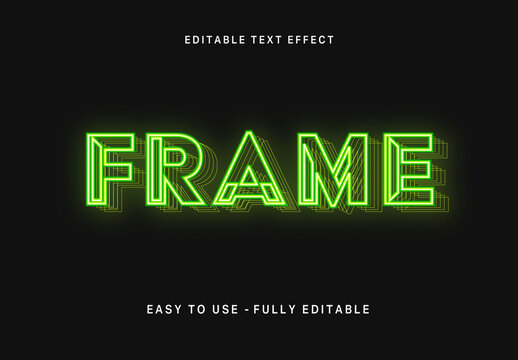 Green Neon Outline Text Effect Layered Glow 3D Font