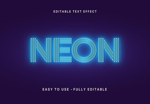 Blue Neon Tube Text Effect Glowing Futuristic Font