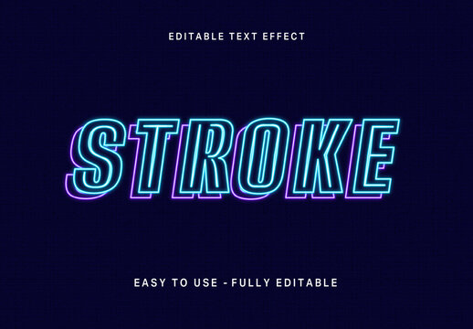 Blue and Purple Neon Outline Text Effect Glow Bold Font