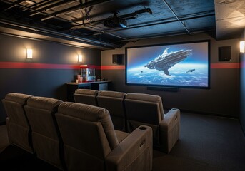 Fototapeta premium basement home theater - theme ideas for basement rooms