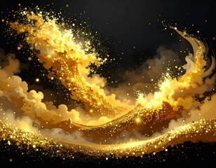 Golden Celestial Expanse of Sparkling Cloudscape