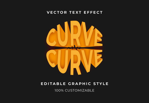 Yellow Warped 3d Text Effect Curve Bold Font