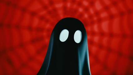 Halloween Ghost With Scary Red Spider Web