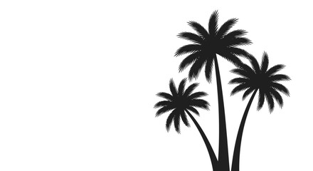 Obraz premium Silhouette of three palm trees against a white background.