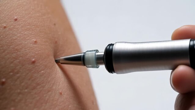 Close-Up of a Skin Microneedling Procedure on Arm