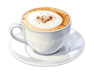 Fototapeta premium Hand-painted Cappuccino in a Delicate White Cup